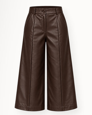 Tallia capri leðurbuxur dökkbrúnar