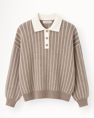 Naia peysa röndótt beige.