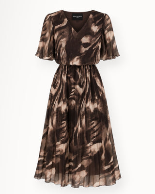 Oriana chiffon kjóll brúnn