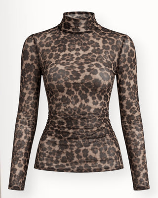 Flam mesh bolur leopard með steinum brúnn