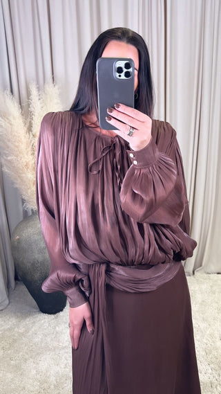 Kristína kjóll brúnn