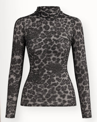 Flam mesh bolur leopard með steinum grár