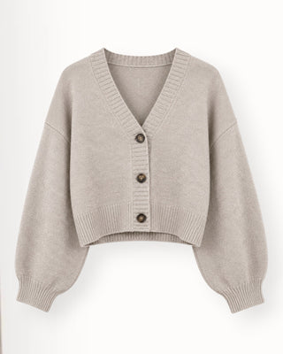 Manon hneppt stutt peysa beige.