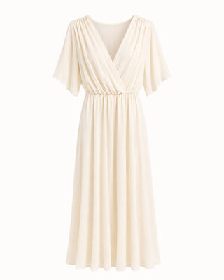 Federica chiffon kjóll kremaður